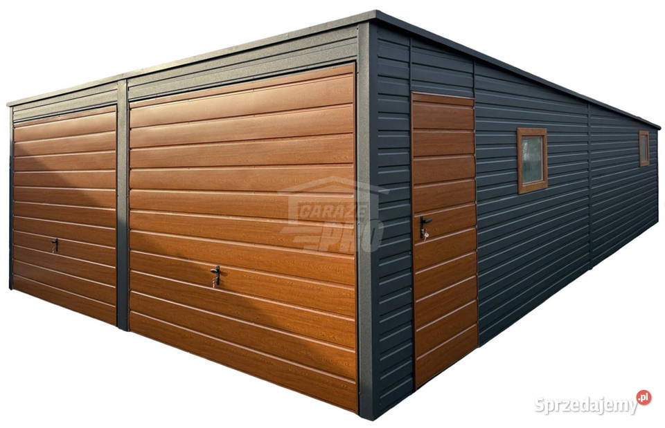 Garaż blaszany 6x9m 2x brama 5x okno drzwi dach Koszalin