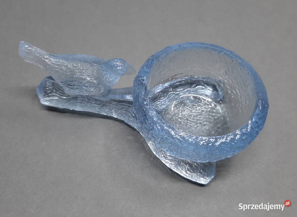 Szklana solniczka Vintage niebieska lubelskie Lublin