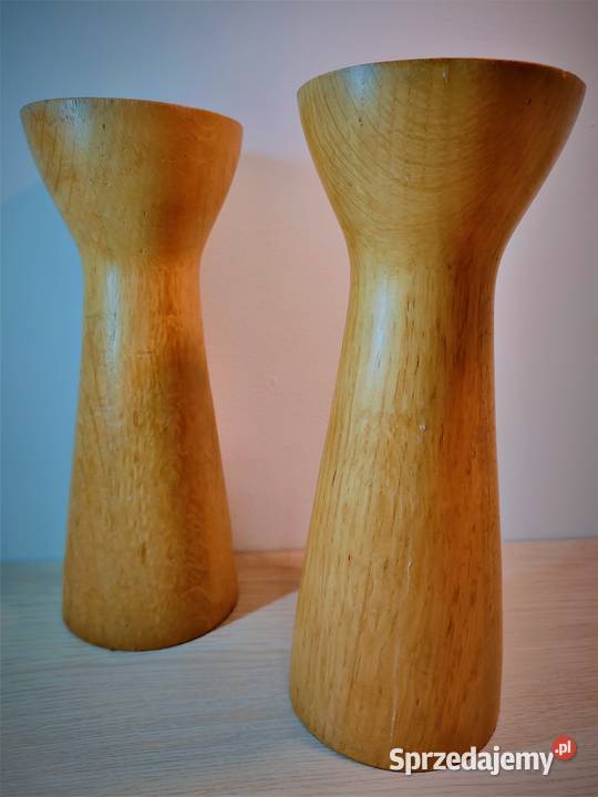 Świeczniki drewno twarde komplet