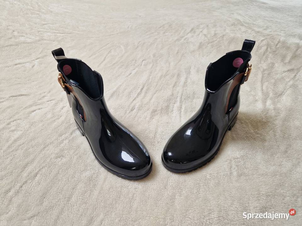 Nowe czarne kalosze damskie Tommy Hilfiger Bibice