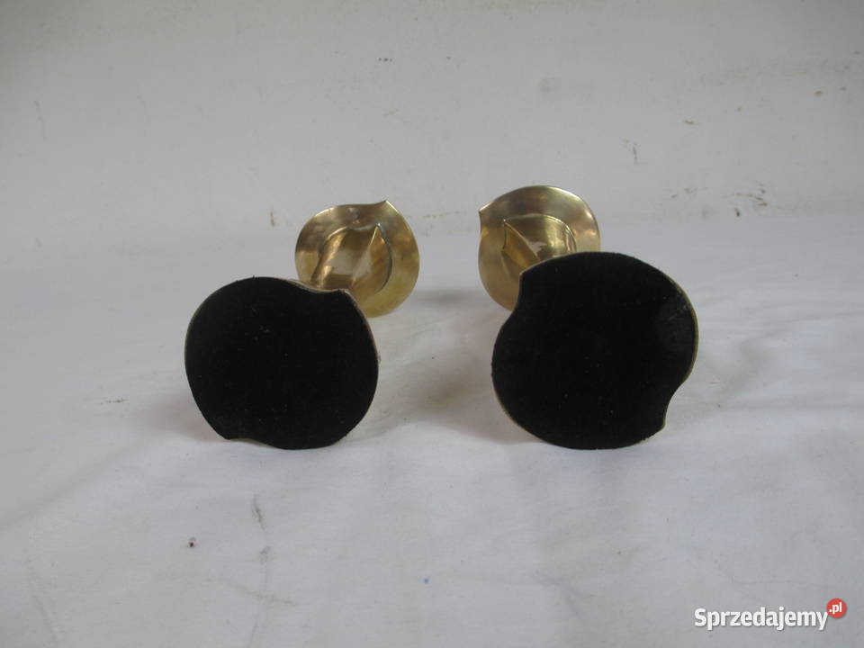 Dwa mosiężne świeczniki Antyki Lublin