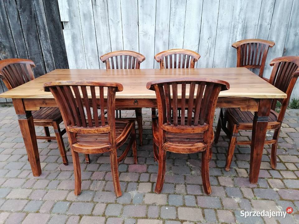 100 drzewo Teekowe stół 7 krzeseł Wąwolnica