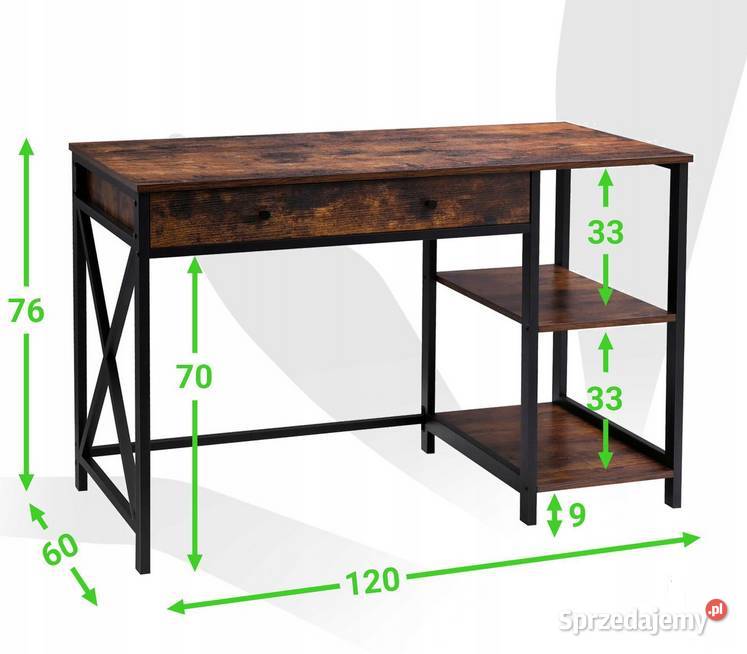 Biurko industrialne metalowe drewniane vintage Choroszcz