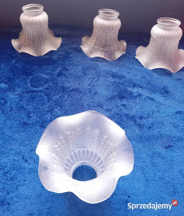 Zestaw 4 secesyjnych kloszy Tulipan do lamp Porcelana i szkło Koźminek