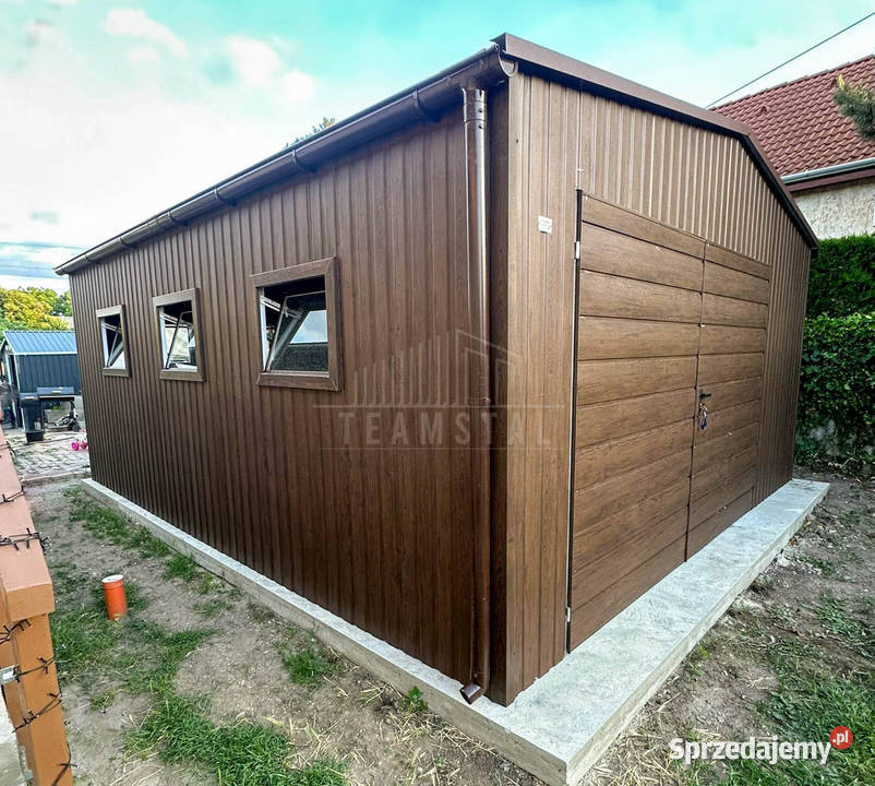 Garaz blaszany 5x6 m brama dwuskrzydłowa drzwi 30m2 pomorskie