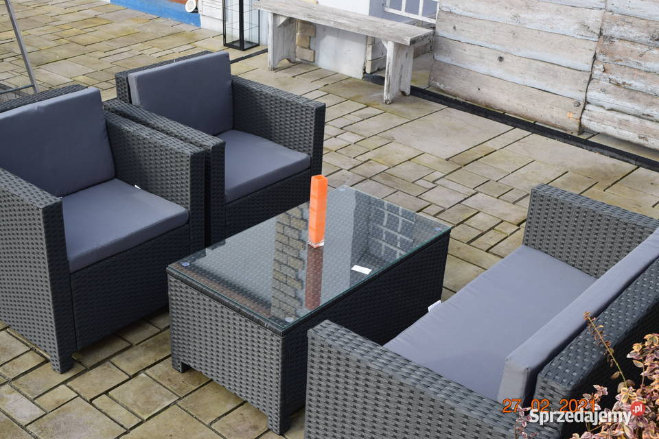 Zestaw kawowy technorattan szary sofa 2osobx2 małopolskie Bosutów