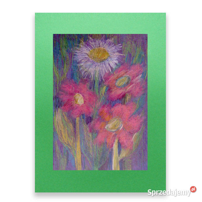 łąka rysunek kwiatki rysunek A3 boho dekoracja Olsztyn sprzedam