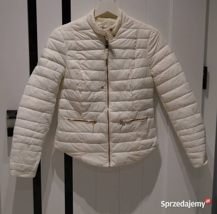 Bershka świetna śmietankowa kurtka 34 XS Bez wzoru