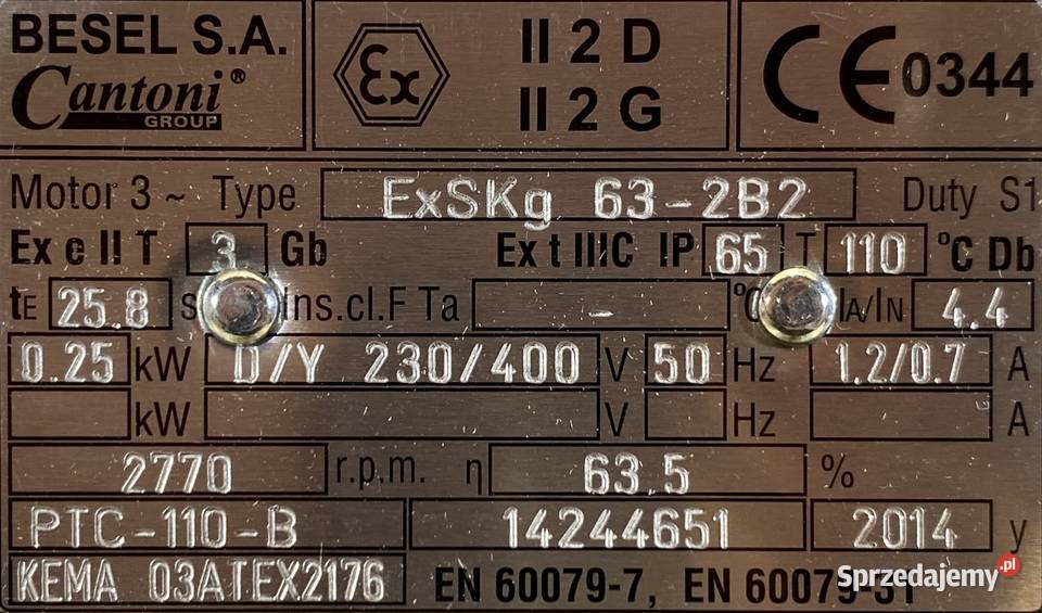 silnik elektryczny 025kW 2770obr 3fazowy BESEL