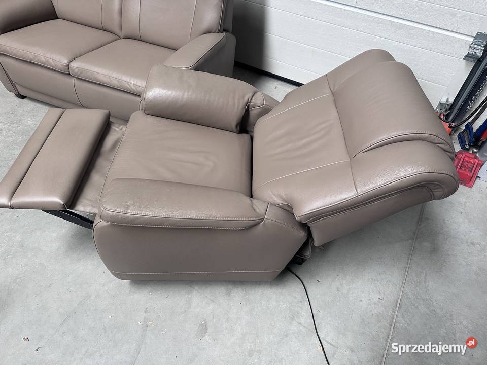 Idealny skórzany komplet sofa i rozkładany Sławoszewek