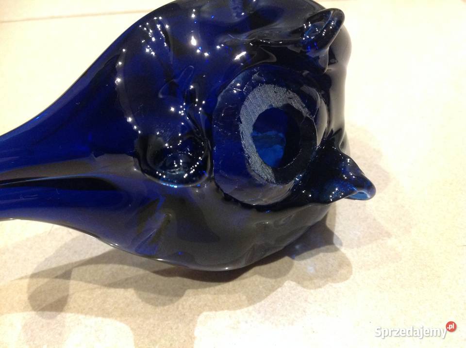 Łabędź Szklany Kobaltowy Vintage lubuskie Nowa Sól