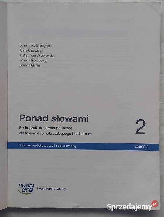 Ponad słowami 2 język polski podręcznik liceum Małkinia Górna sprzedam