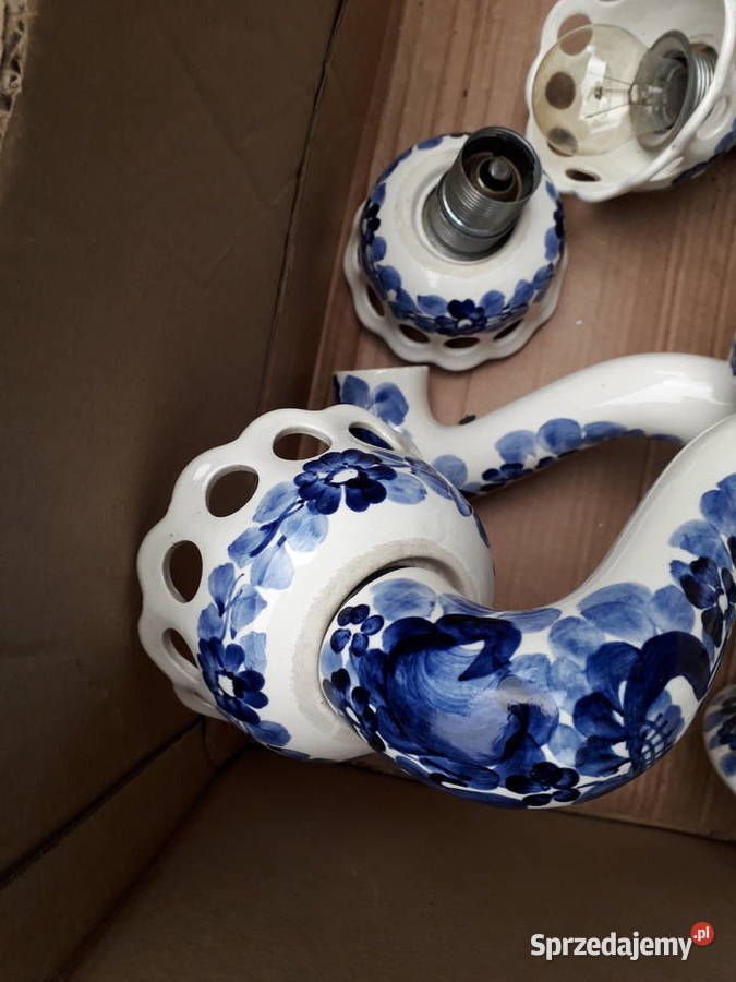 Żyrandol ceramiczny vintage rustico sygnowany 12 Warszawa