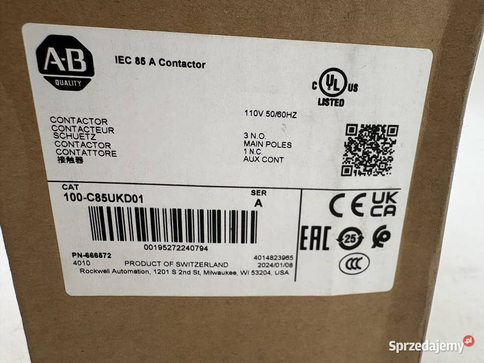 Allen Bradley 100C85UKD01 Contactor 85A 110V