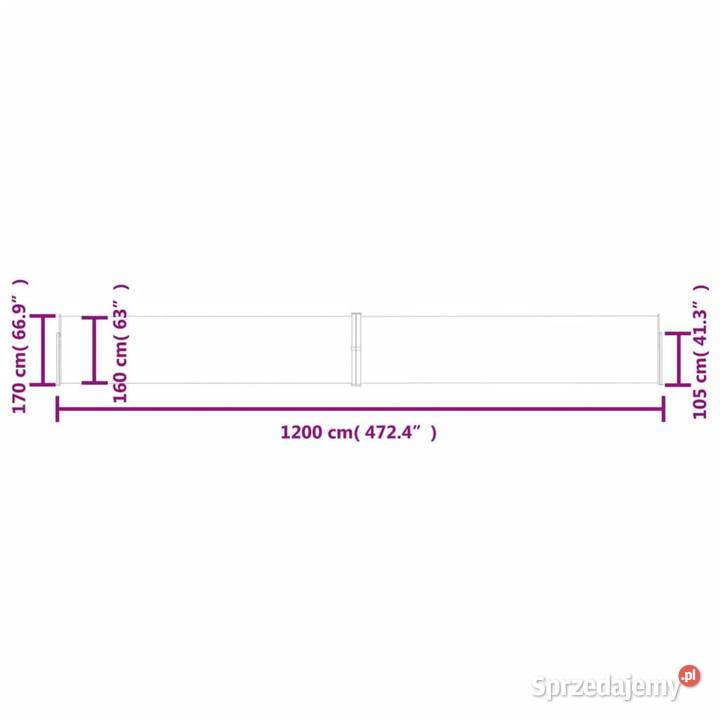 vidaXL Wysuwana markiza boczna na taras 170x1200 mazowieckie Warszawa