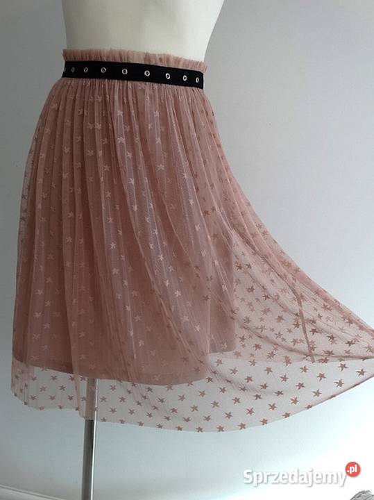 Spódnica Tiulowa Imprezowa Pudrowa do Kolan M Łomża