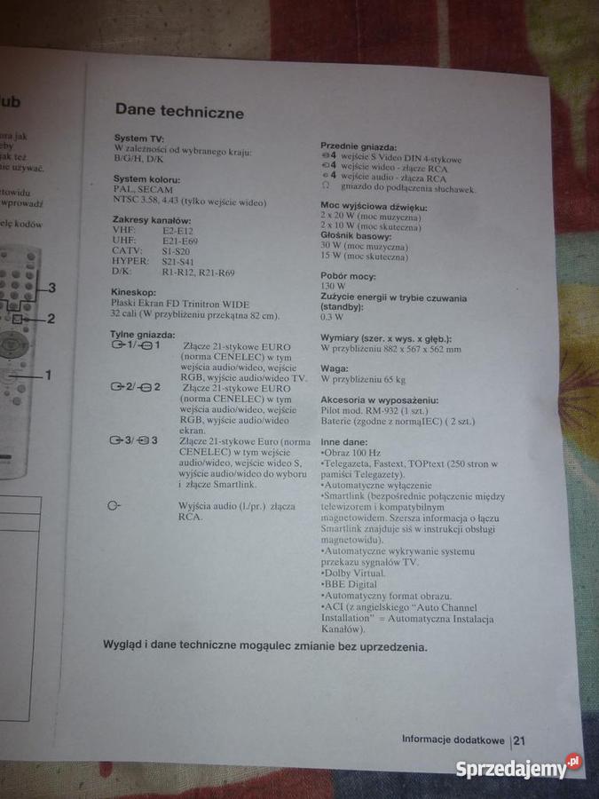 Telewizor Sony FD Trinitron 32 cale KV32FX68K Euro Gliwice