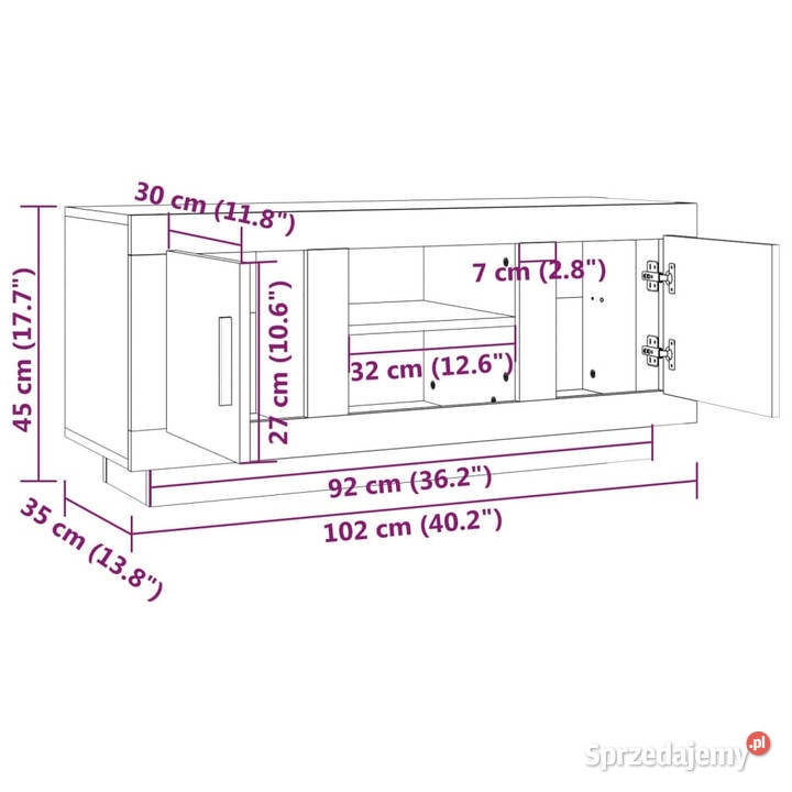 Szafka pod TV dąb sonoma 102x35x45 materiał Warszawa