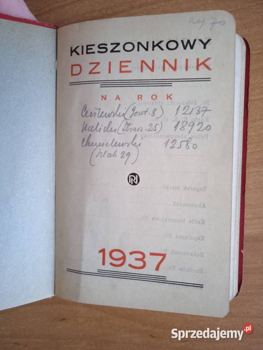Kalendarzyk terminarzyk z 1937 roku Kraków