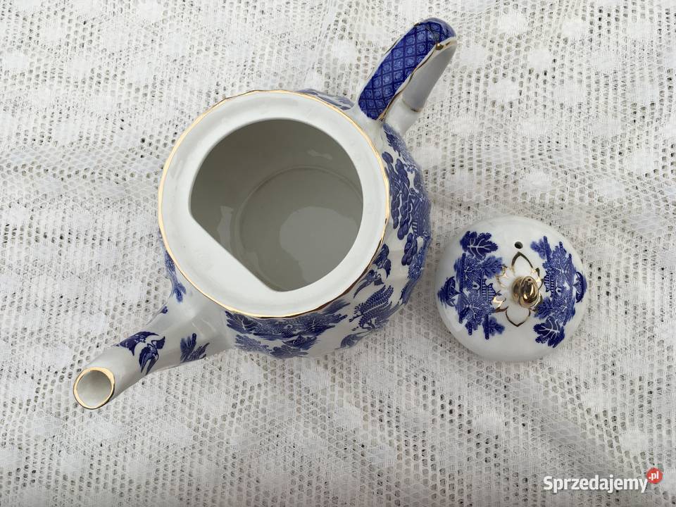 Czajnik Sadler Blue Willow Vintage Anglia Porcelana i szkło