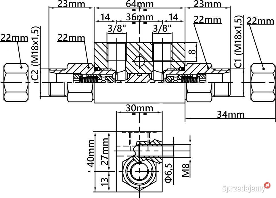 Zawór Hydrauliczny Blokada Do Siłownika 38 35L