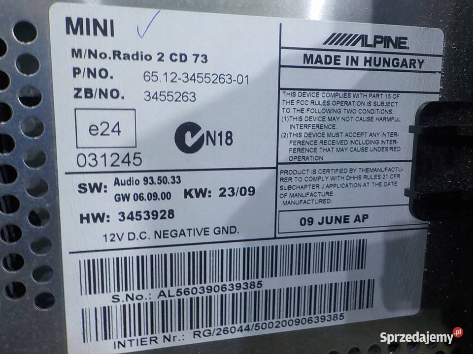 MINI COOPER CLUBMAN I R55 16 B 09r radio CD Suków