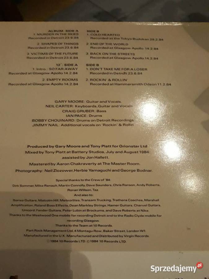 GARY MOORE We Want Moore Live in Concert 2 LP płyta winylowa Płyty i kasety Rzeszów sprzedam