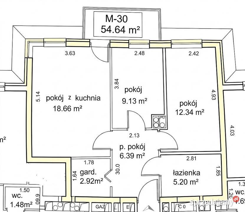 BEZPOŚREDNIO 3 pokoje 5464 m Balkon Piwnica