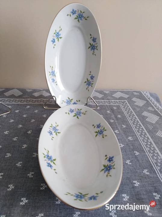 Półmiski Karolina Niebieskie Kwiaty PRL Wałbrzych