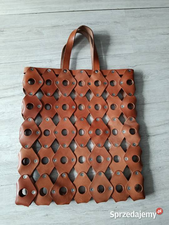 Torba na zakupy vintage prl ze skóry Choszczno