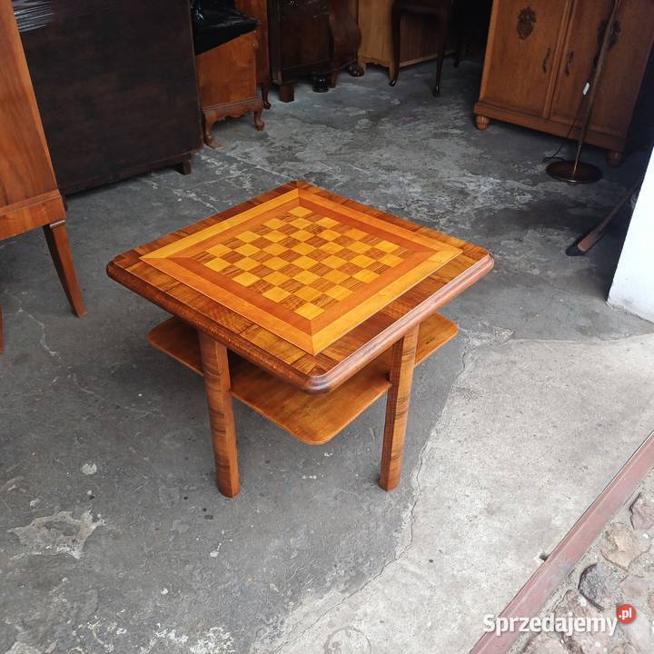 Stolik szachowy intarsjowany w stylu ArtDeco Suchorzew sprzedam