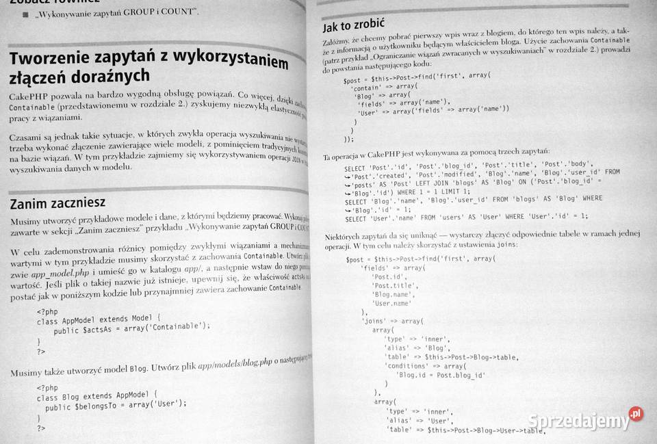 CakePHP 13 Programowanie aplikacji Receptury M Rok wydania 2012 Chełm