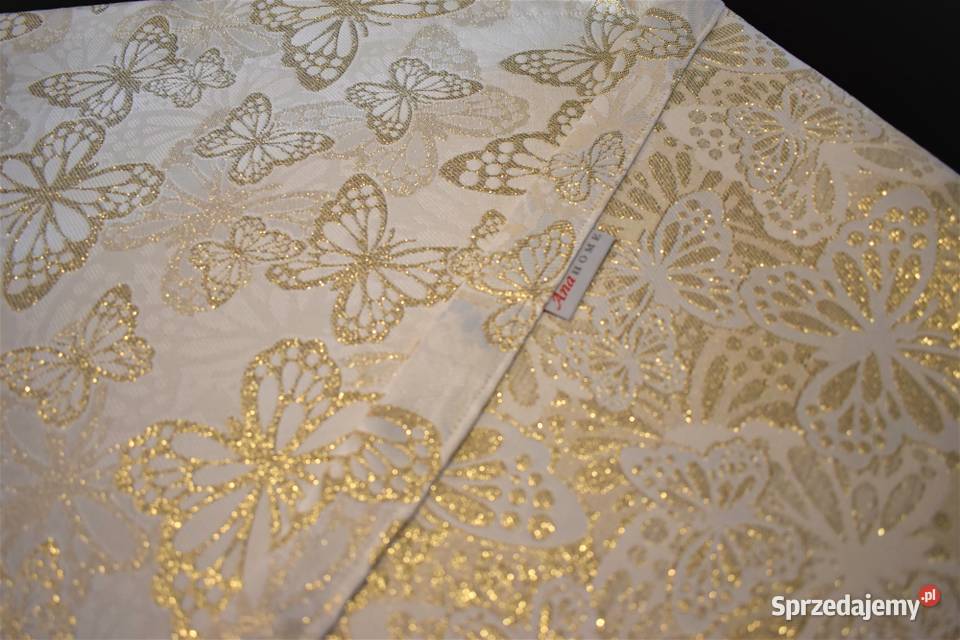 Bieżnik dwustronny Plamoodporny Złote Motyle 40 beżowy