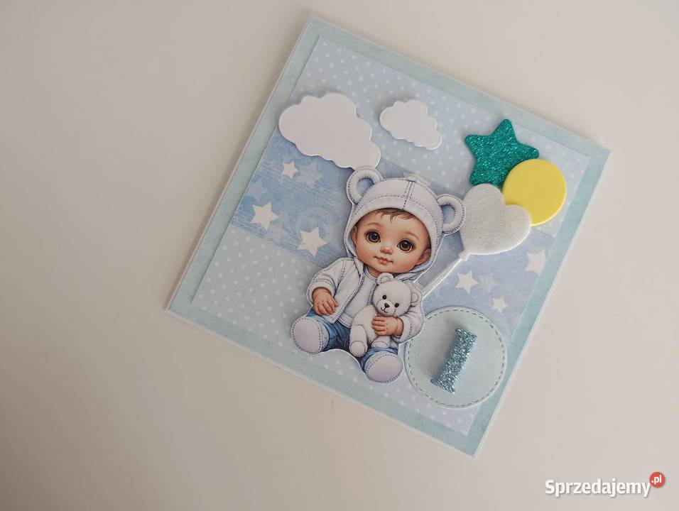 Kartka ręcznie robiona na urodziny roczek 02