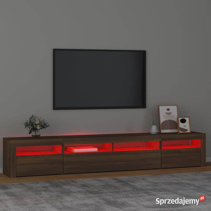 Szafka pod TV z oświetleniem LED brązowy dąb Meble Warszawa