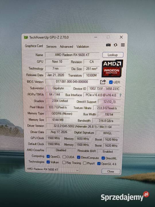 Gigabyte RX 5600 XT OC 6GB Złocieniec