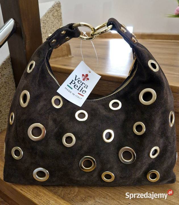 Torebka Vera Pelle 100 skóra naturalna czekolada Września