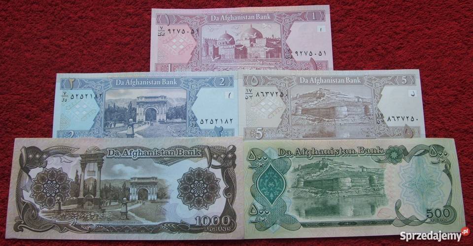 AFGANISTAN Kolekcjonerskie Banknoty Zestaw 5 Katowice sprzedam
