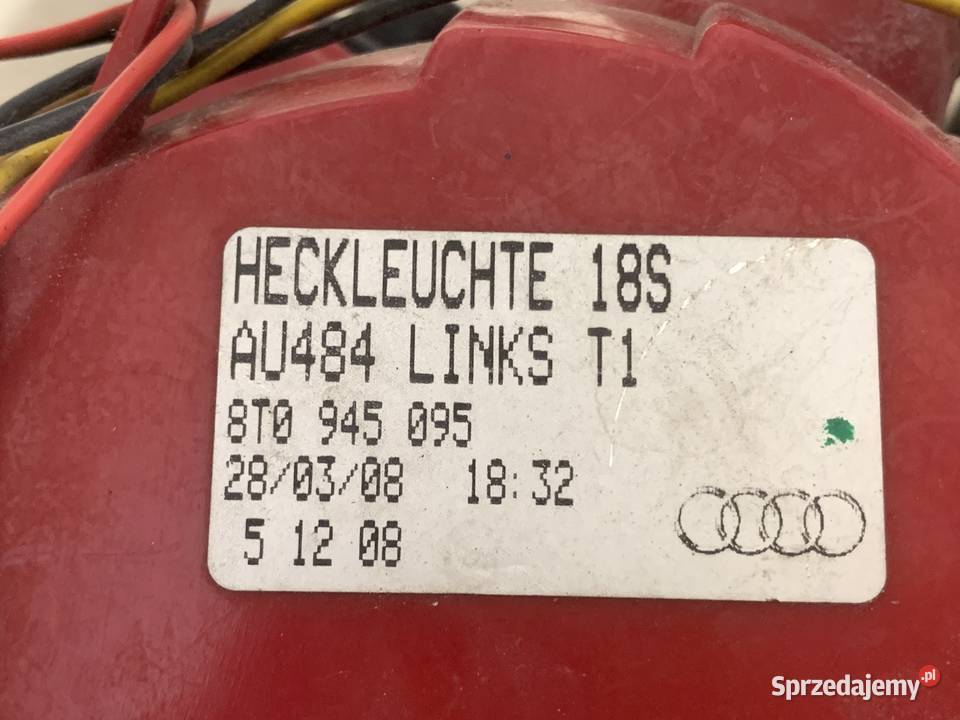 Lampa tył tylna lewa Audi A5 8T0945095 osobowe Barwałd Dolny