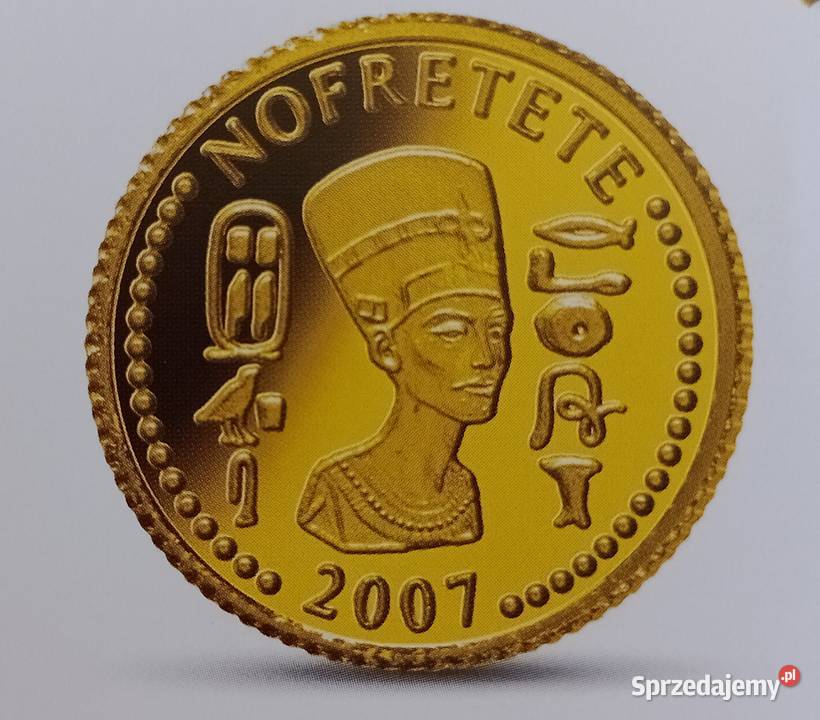 Złota moneta 1500 franków 2007rNefretete Próba Mosina