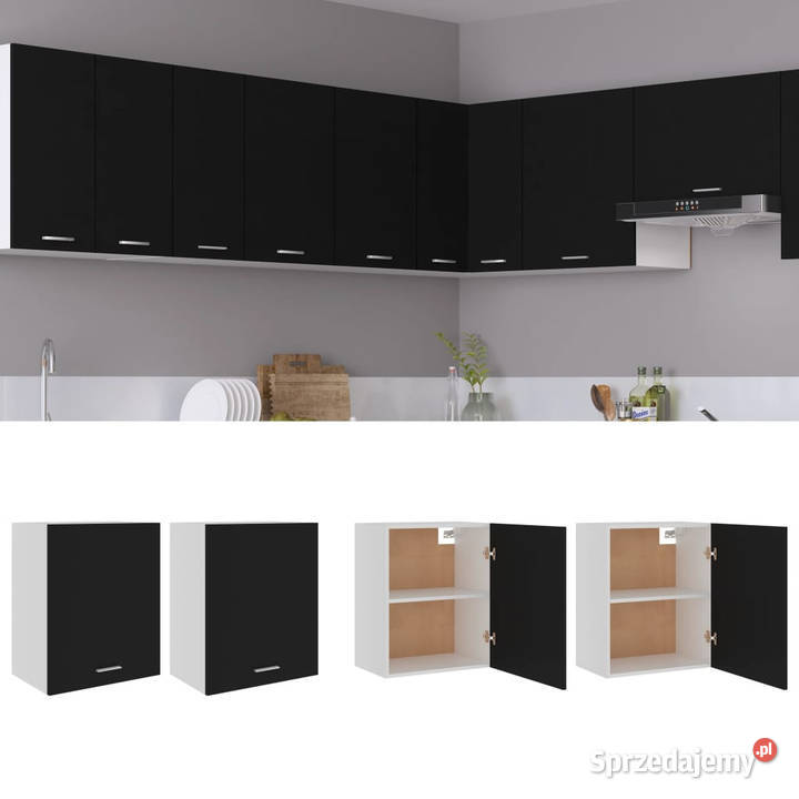 Szafki wiszące 2 czarne 50x31x60 WM805079 sprzedam