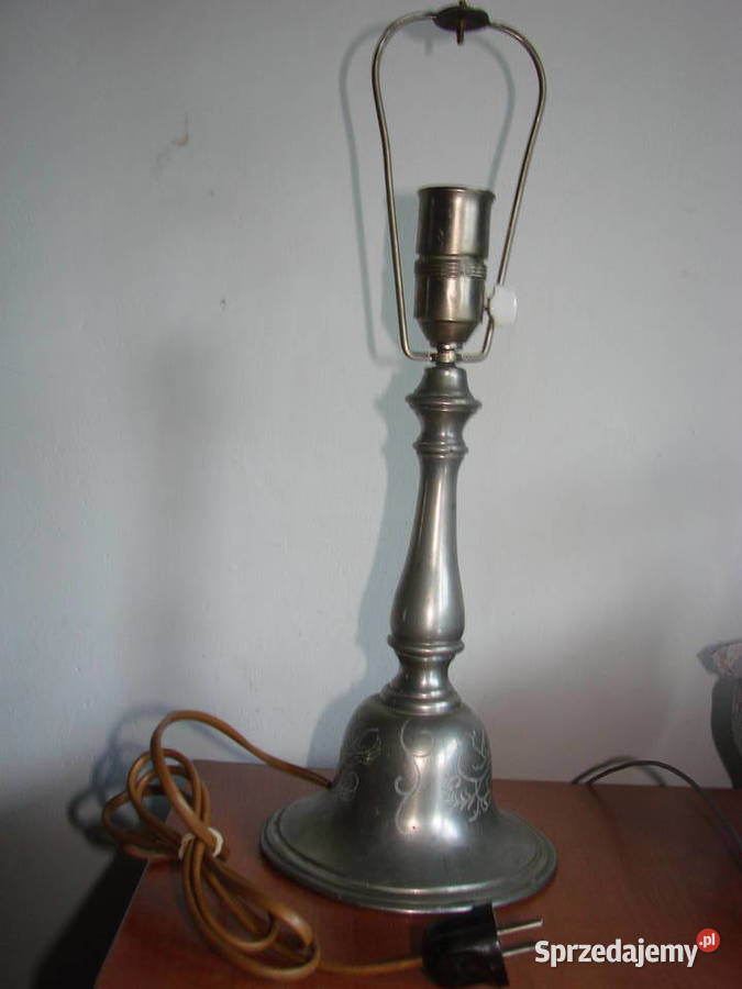 stara cynowa lampa elektryczna sygnowana Pruszcz Gdański