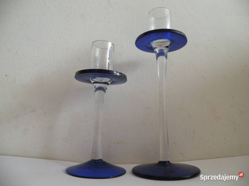 Świeczniki szkło z PRLu Andrychów