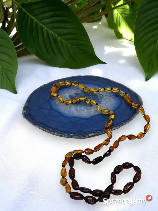 Korale bursztyn bałtycki ryż cieniowany cytryna Korale