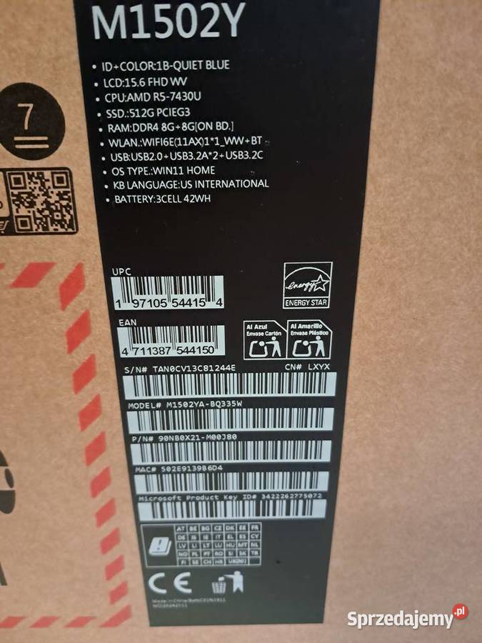 ASUS Vivobook 15 Ryzen 5 16gb 512gb Win11 Nowy 16GB Łódź