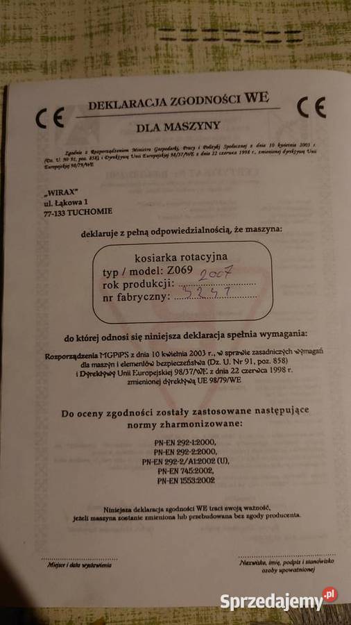Sprzedam kosiarkę rotacyjną WIRAX