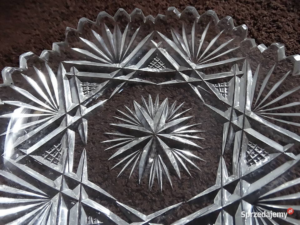 Komplet 3 szklanych talerzyków pater kryształów Biłgoraj