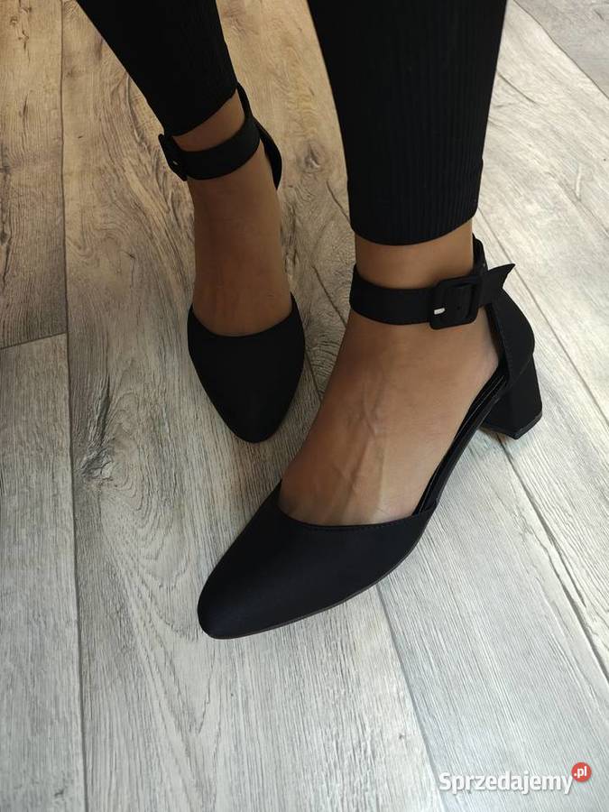 43 Czarne czółenka wieczorowe z zapięciem NOWE Czółenka małopolskie Kraków