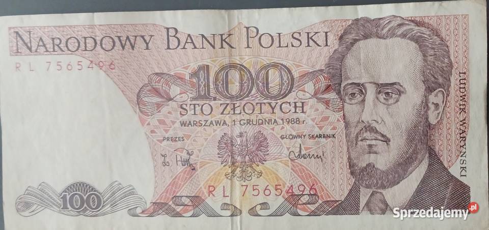100 złotych 1XII1988 seria RL Konin