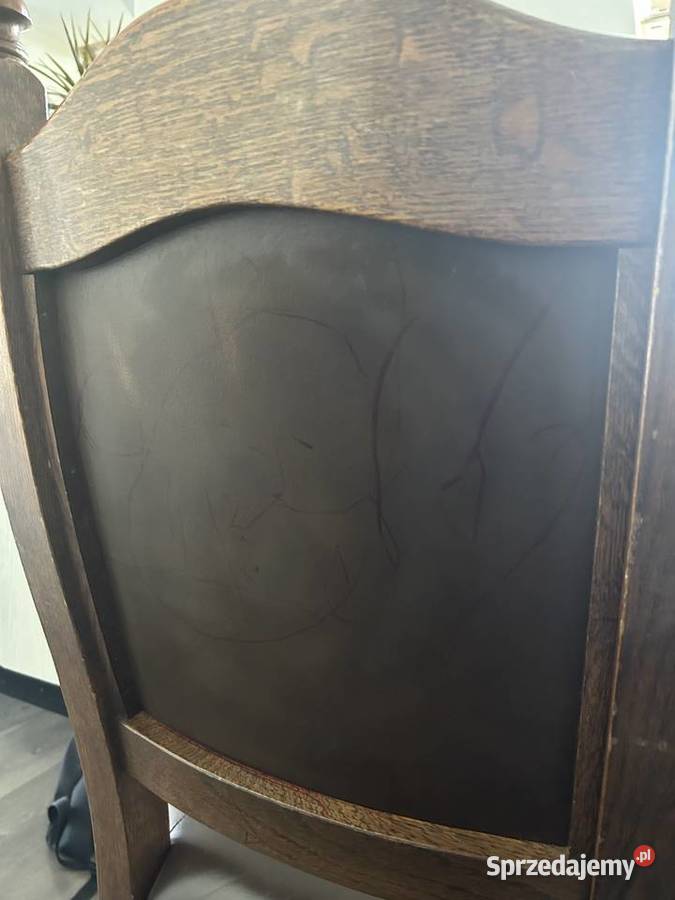 Dębowy ciężki stół 130x100 z 4 krzesłami 130cm Kraków sprzedam